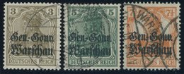 1916, 3 - 7 1/2 Pf., Aufdruck Matt, 3 Prachtwerte, Gepr. Hey/Dr. Hochstädter, Mi. 80.- -> Automatically Generated Transl - Besetzungen 1914-18