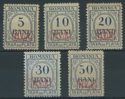 MV In RUMÄNIEN P 1-5 **, Portomarken: 1918, 5 - 50 B. Dunkelgrauultramarin Auf Hellolivgelb, Ohne Wz., Postfrischer Prac - Bezetting 1914-18