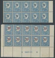 OBERSCHLESIEN 10/1 **, 1920, 5 Pf. Auf 20 Pf. Und 10 Pf. Auf 20 Pf., Je Im Zehnerblock, Dabei Diverse Typen, Mi.Nr. 11 M - Autres & Non Classés