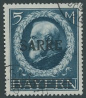 SAARGEBIET 30 O, 1920, 5 M. Bayern-Sarre, Unprüfbarer Eckstempel, Ein Paar Stumpfe Zähne Im Oberrand Sonst Pracht - Andere & Zonder Classificatie