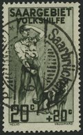 SAARGEBIET 104I O, 1926, 20 C. Volkshilfe Mit Abart Rahmen über T Von Saargebiet Gebrochen, Pracht, Kurzbefund Geigle, M - Other & Unclassified