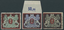 FREIE STADT DANZIG 87-89Y O, 1922, Großes Staatswappen, Wz. 2Y, Prachtsatz, Mi. 350.- - Sonstige & Ohne Zuordnung