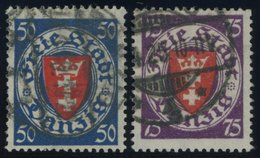 FREIE STADT DANZIG 200/1xaa O, 1926, 50 Pf. Dunkelultramarin/dunkelzinnoberrot Und 75 Pf. Dunkelviolettpurpur/dunkelzinn - Altri & Non Classificati