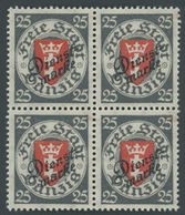 DIENSTMARKEN D 46a VB **, 1924, 25 Pf. Dunkeltürkisgrau/lebhaftzinnoberrot Im Viererblock, Postfrisch, Pracht, Mi. 280.- - Autres & Non Classés