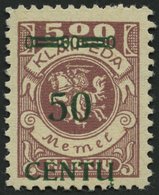 MEMELGEBIET 173BI **, 1923, 50 C. Auf 500 M. Graulila, Type BI, Postfrisch, Pracht - Memel (Klaïpeda) 1923