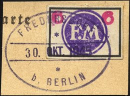 FREDERSDORF Sp 227 BrfStk, 1945, 6 Pf., Rahmengröße 28x19 Mm, Große Wertziffern, Prachtbriefstück, Mi. (150.-) - Posta Privata & Locale