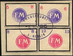 FREDERSDORF Sp 246-49 BrfStk, 1945, 5 - 12 Pf., Rahmengröße 38x28 Mm, Kleine Wertziffern, Auf Briefstück Mit Stempel Vom - Postes Privées & Locales