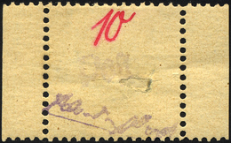 GROSSRÄSCHEN 6S *, 1945, 10 Pf. Gebührenmarke Aus Streifen, Falzreste, Große Fehlstelle In Der Markenmitte, Gepr. Kunz,  - Privatpost