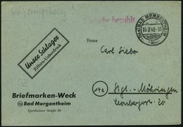 ALL. BES. GEBÜHR BEZAHLT BAD MERGENTHEIM, 15.7.48, Roter L1 Gebühr Bezahlt Auf Postkarte Eines Briefmarkenhändlers Mit E - Autres & Non Classés