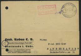 ALL. BES. GEBÜHR BEZAHLT BROTTERODE (KR SCHMALKALDEN), 16.10.46, Roter R2 Gebühr Bezahlt, Postkarte, Gelocht, Sonst Prac - Other & Unclassified