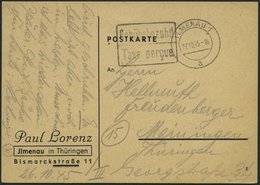 ALL. BES. GEBÜHR BEZAHLT ILMENAU 1, 27.10.45, R2 Gebühr Bezahlt/Taxe Percue, Prachtkarte - Autres & Non Classés