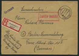 ALL. BES. GEBÜHR BEZAHLT OSNABRÜCK, 04.2.46, Roter R1 Gebühr Bezahlt, Einschreibbrief, Pracht - Sonstige & Ohne Zuordnung