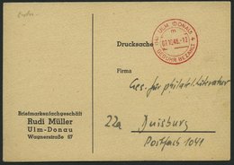 ALL. BES. GEBÜHR BEZAHLT (14)ULM (DONAU) Gebühr Bezahlt, 07.10.48, Drucksachenkarte, Pracht - Sonstige & Ohne Zuordnung