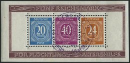 ALLIIERTE BES. Bl. 12A O, 1946, Block Briefmarken-Ausstellung, Gezähnt, Violetter Sonderstempel, Pracht, Gepr. D. Schleg - Andere & Zonder Classificatie