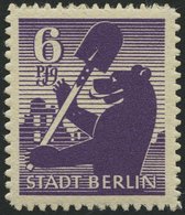 BERLIN UND BRANDENBURG 2Bb **, 1945, 6 Pf. Dunkelgrauviolett, Durchstochen, Pracht, Kurzbefund Ströh, Mi. 600.- - Other & Unclassified