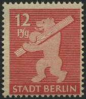 BERLIN UND BRANDENBURG 5AAwax **, 1945, 12 Pf. Mittelkarminrot, Graurosa Papier, Glatte Gummierung, Pracht, Gepr. Zierer - Autres & Non Classés