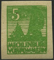 MECKLENBURG-VORPOMMERN 32yb **, 1946, 5 Pf. Schwärzlichgelblichgrün, Graues Papier, Pracht, Fotoattest Kramp, Mi. 1400.- - Sonstige & Ohne Zuordnung