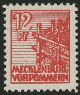 MECKLENBURG-VORPOMMERN 36xcc **, 1946, 12 Pf. Schwärzlichgraurot, Kreidepapier, Pracht, Gepr. Kramp, Mi. 320.- - Sonstige & Ohne Zuordnung