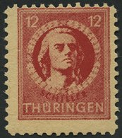 THÜRINGEN 97AXav **, 1945, 12 Pf. Karminrot, Vollgummierung, Gefasertes Papier, Pracht, R!, Gepr. Herpichböhm, Mi. 550.- - Sonstige & Ohne Zuordnung