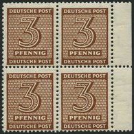 WEST-SACHSEN 126Yd VB **, 1948, 3 Pf. Orangebraun, Wz. 1Y, Randviererblock, Pracht, Gepr. Ströh, Mi. 120.- - Altri & Non Classificati