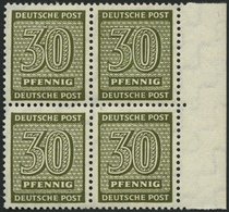 WEST-SACHSEN 135Xa VB **, 1945, 30 Pf. Bräunlicholiv, Wz. 1X, Im Randviererblock, Pracht, Gepr. Dr. Jasch, Mi. 800.- - Andere & Zonder Classificatie