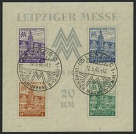 WEST-SACHSEN Bl. 5Xa O, 1946, Block Leipziger Messe, Wz. 1X, Type I, Sonderstempel, Herstellungsbedingte Kalanderbüge, P - Altri & Non Classificati