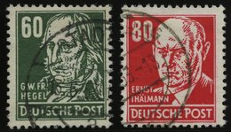 DDR 338z,340XII O, 1952/3, 60 Pf. Hegel Und 80 Pf. Thälmann, Beide Wz. 2XII, 2 Prachtwerte, Gepr. Schönherr, Mi. 78.- - Sonstige & Ohne Zuordnung