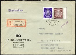 DIENSTMARKEN A D 2,17 BRIEF, 1955, 84 Pf. Lebhaftrötlichbraun Mit 6 Pf. Zusatzfrankatur Auf Einschreibbrief, Pracht - Autres & Non Classés