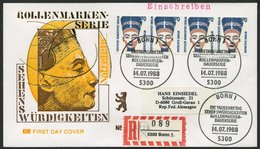 BERLIN 814 Paar BRIEF, 1988, 70 Pf. Nofretete Im Waagerechten Viererstreifen Als Portogerechte Mehrfachfrankatur Auf Ers - Autres & Non Classés