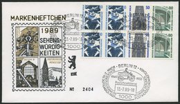 ZUSAMMENDRUCKE H-Bl. 22 BRIEF, 1989, Heftchenblatt Sehenswürdigkeiten Auf FDC, Pracht, Mi. 110.- - Se-Tenant