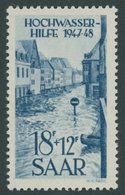 SAARLAND 258I **, 1948, 18 Fr. Hochwasserhilfe Mit Plattenfehler Boot Mit Segelleine, Postfrisch, Pracht, Mi. 80.- - Altri & Non Classificati