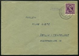 AMERIK. U. BRITISCHE ZONE 7 BRIEF, 15.3.1946, 12 Pf. Dunkelpurpur Auf Brief Aus SACHRANG, Mit Violettem Gebühr Bezahlt-S - Other & Unclassified