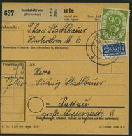 BUNDESREPUBLIK 138 BRIEF, 1953, 90 Pf. Posthorn, Einzelfrankatur Auf Paketkarte Aus JANDELSBRUNN, Pracht - Sonstige & Ohne Zuordnung