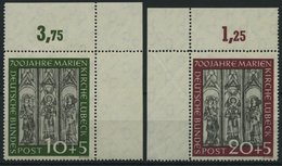 BUNDESREPUBLIK 139/40 **, 1951, Marienkirche, Je Aus Der Oberen Bogenecke, Pracht - Sonstige & Ohne Zuordnung