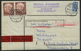 BUNDESREPUBLIK 190 Paar BrfStk, 1954, 60 Pf. Heuss Im Waagerechten Paar Auf Eilboten-Päckchenaufkleber, Pracht - Altri & Non Classificati