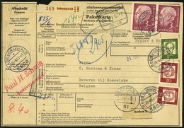 BUNDESREPUBLIK 196 Paar BRIEF, 1963, 3 DM Heuss Im Waagerechten Paar Mit Zusatzfrankatur Auf Paketkarte Nach Belgien, Pr - Sonstige & Ohne Zuordnung