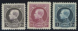 BELGIEN 183/4,190C **, 1922-25, 5, 10, Und 1 Fr. König Albert I, Gezähnt C, Postfrisch, 3 Prachtwerte, Mi. 110.- - Altri & Non Classificati