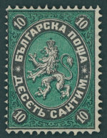 BULGARIEN 2 *, 1879, 10 C. Schwarz/grün, Falzrest, Pracht, R!, Signiert Thier, Mi. 900.- - Andere & Zonder Classificatie