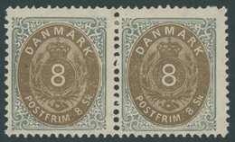 DÄNEMARK 19IA Paar *, 1871, 8 S. Grau/braun Im Waagerechten Paar, Falzrest, Kabinett - Gebruikt