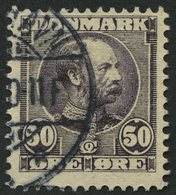 DÄNEMARK 51 O, 1904, 50 Ø Dunkellila, Pracht, Mi. 50.- - Gebraucht