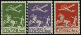 DÄNEMARK 143-45 *, 1925, Flugpost, Falzreste, Prachtsatz - Gebruikt