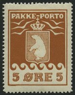 GRÖNLAND - PAKKE-PORTO 6A *, 1924, 5 Ø Hellrotbraun, (Facit P 6II), Falzreste, Pracht - Pacchi Postali