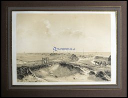 SKAGEN (Parti Ved Skagen), Ansicht Mit Bauernhof Und Schiffen Auf Der Nord- Und Ostsee, Lithographie Mit Tonplatte Von E - Lithographies