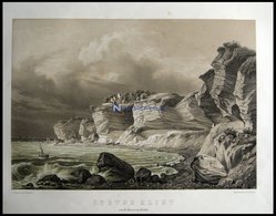 STEVNS (Stevns Klint Med Höierup Kirke), Blick Vom Strand Zu Der Auf Den Klippen Gelegenen Kirche Höierup, Lithographie  - Lithographien