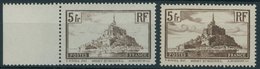 FRANKREICH 240a,b **, 1929, 5 Fr. Mont-Saint-Michel, Beide Farben, Postfrisch, 2 Prachtwerte, Mi. 75.- - Autres & Non Classés