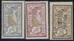 1902/3, 1 Und 2 Fr. Und 2 Pia. Auf 50 C. Freimarken, Falzreste, 3 Prachtwerte, Mi. 108.- -> Automatically Generated Tran - Oblitérés