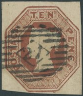 GROSSBRITANNIEN 6 O, 1848, 10 P. Rotbraun, Nummernstempel 21, Vollrandig, Pracht, Mi. 800.- - Andere & Zonder Classificatie