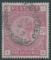 GROSSBRITANNIEN 83ax O, 1883, 5 Sh. Rosalila, Stempel Registered Gracechurch, Feinst, Mi. 120.- - Otros & Sin Clasificación