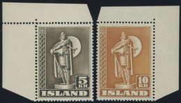 ISLAND 230,240A **, 1943/5, 5 Und 10 Kr., Gezähnt K 14, Postfrisch, 2 Prachtwerte, Mi. 75.- - Otros & Sin Clasificación