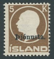 DIENST D 42 *, 1922, 5 Kr. Braun, Falzrest, Pracht - Dienstmarken